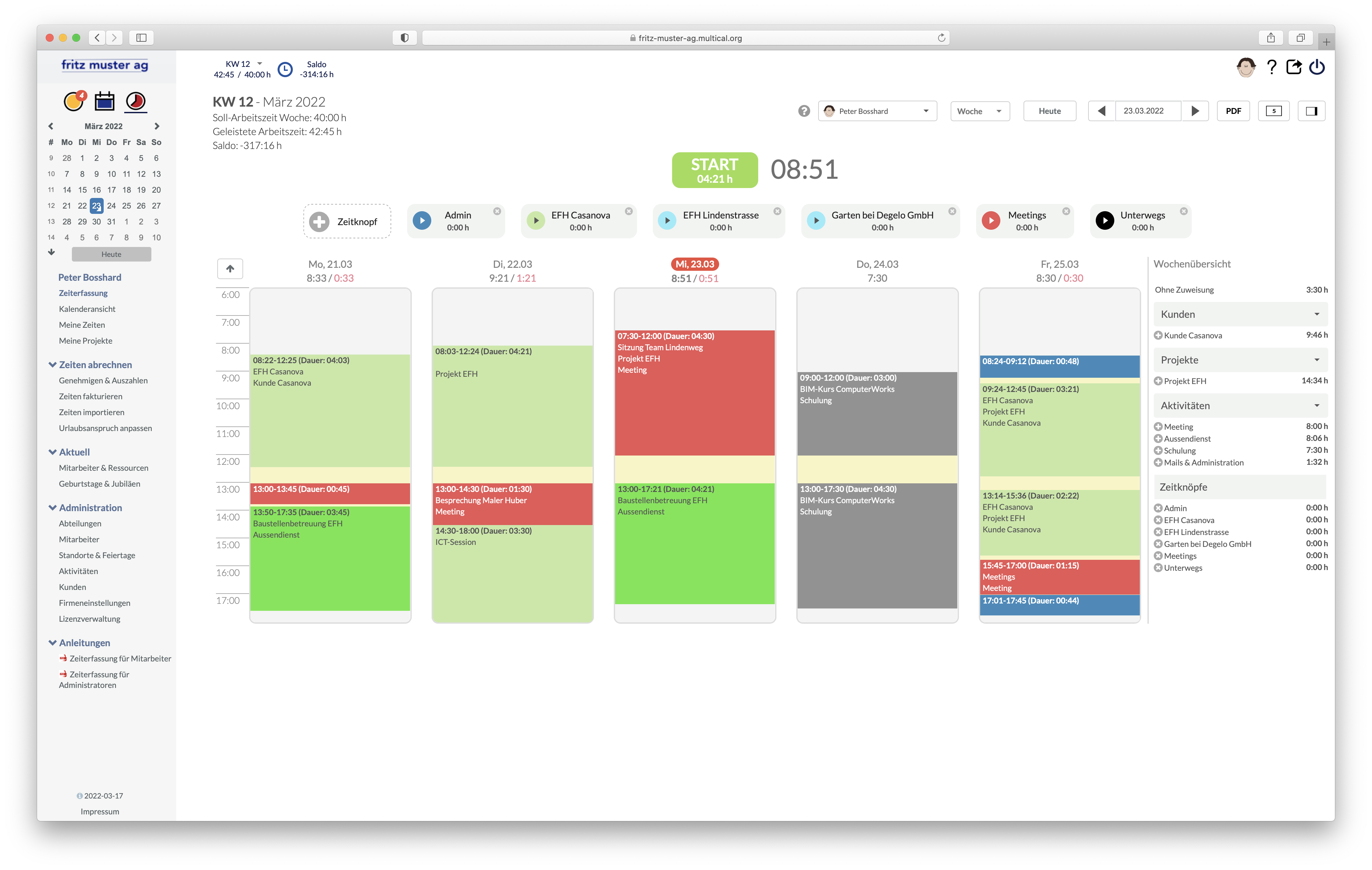 Screenshot Zeiterfassung